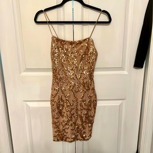 Tight Rose gold winter formal dress